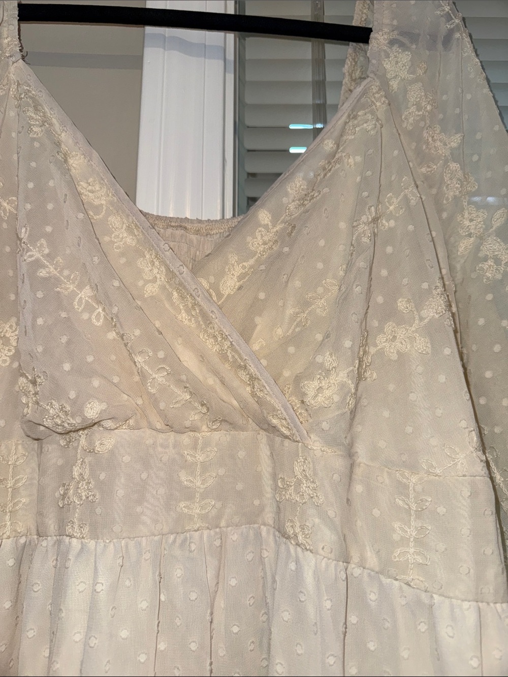 SHEIN Curve 4XL Cream Swiss Dot Embroidered Maxi Dress Boho Cottagecore - Picture 4 of 10